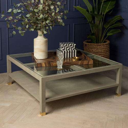 Made Goods Lafeu Square Coffee Table Sand Faux Shagreen